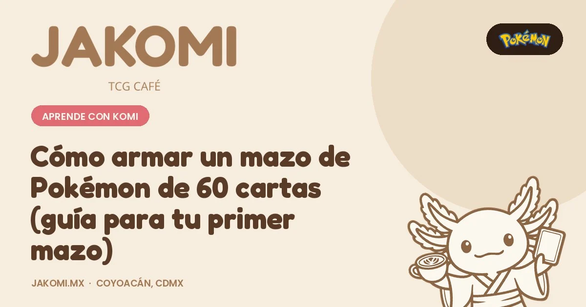 Cómo armar un mazo de Pokémon de 60 cartas (guía para tu primer mazo) · portada de la guía de Jakomi TCG Café