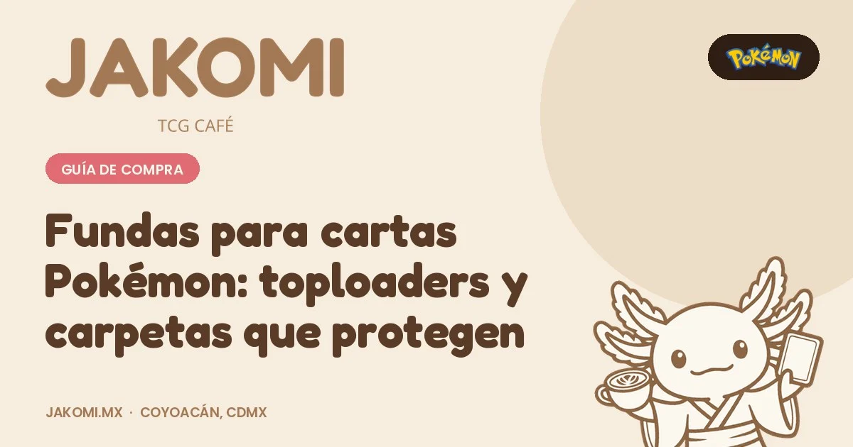 Fundas para cartas Pokémon: toploaders y carpetas que protegen · portada de la guía de Jakomi TCG Café
