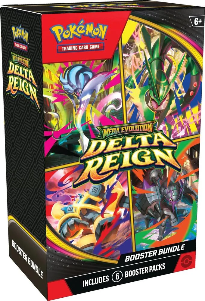 Booster Bundle de Pokémon TCG Megaevolución Dominio Delta con sus 6 sobres