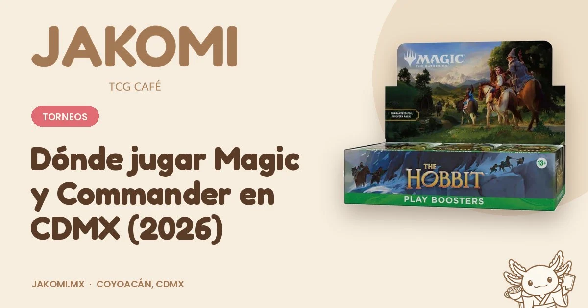 Dónde jugar Magic y Commander en CDMX (2026) · portada de la guía de Jakomi TCG Café con la foto del producto