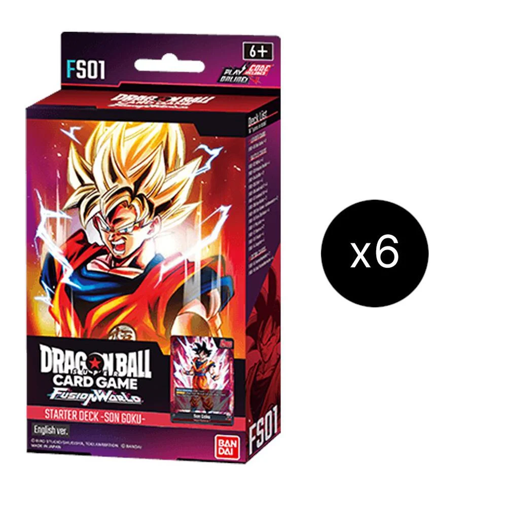 Display de seis Starter Deck FS01 Son Goku de Dragon Ball Super Card Game Fusion World