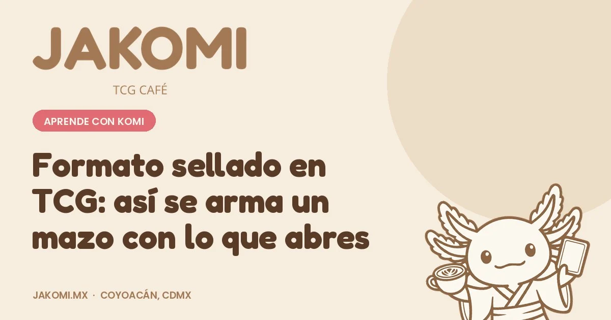 Formato sellado en TCG: así se arma un mazo con lo que abres · portada de la guía de Jakomi TCG Café