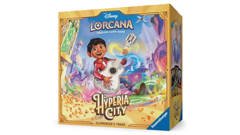 Illumineer's Trove de Disney Lorcana Hyperia City con caja de almacenaje