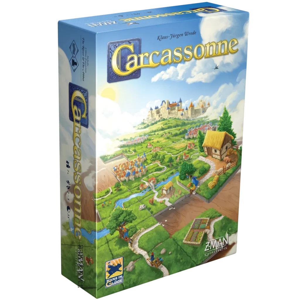 Caja del juego de mesa Carcassonne en inglés, de Z-Man Games