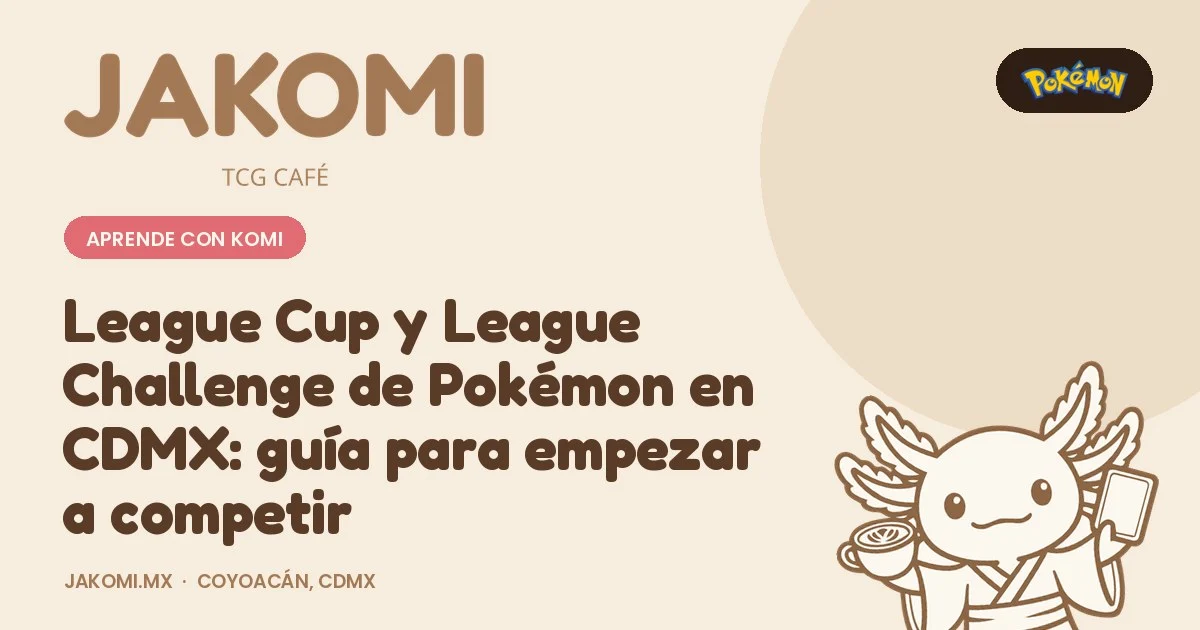 League Cup y League Challenge de Pokémon en CDMX: guía para empezar a competir · portada de la guía de Jakomi TCG Café