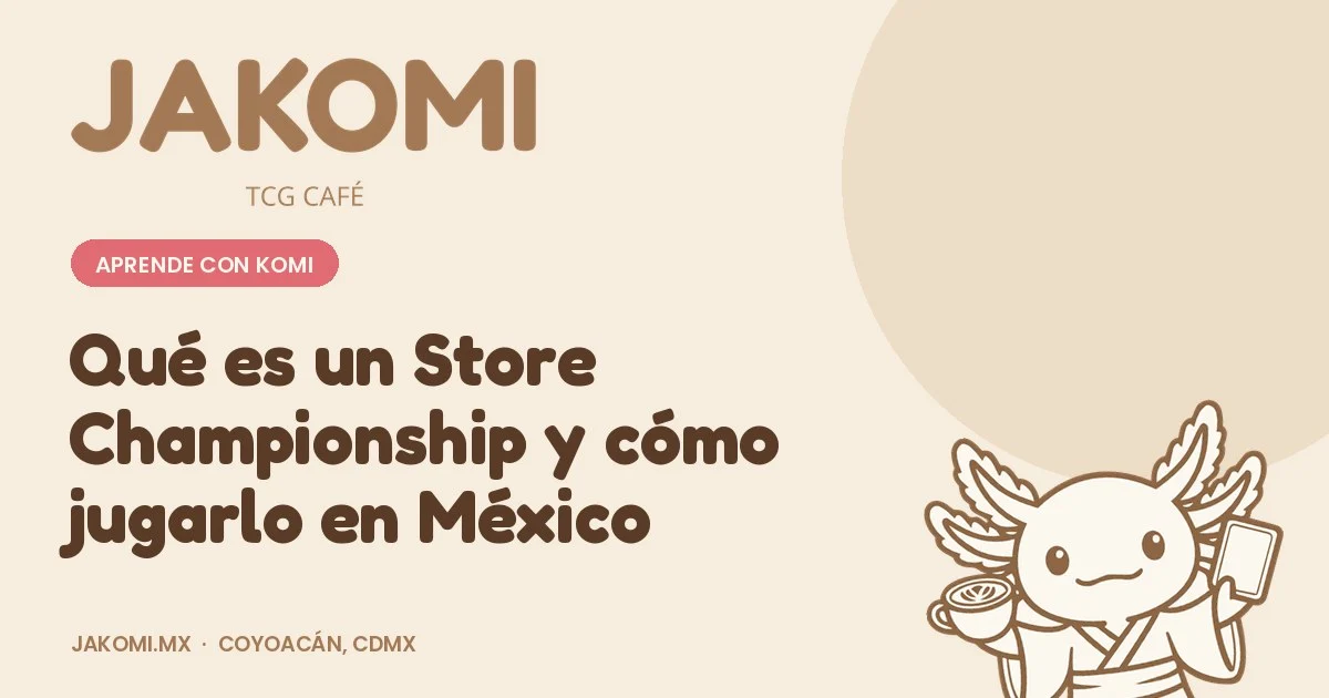 Qué es un Store Championship y cómo jugarlo en México · portada de la guía de Jakomi TCG Café