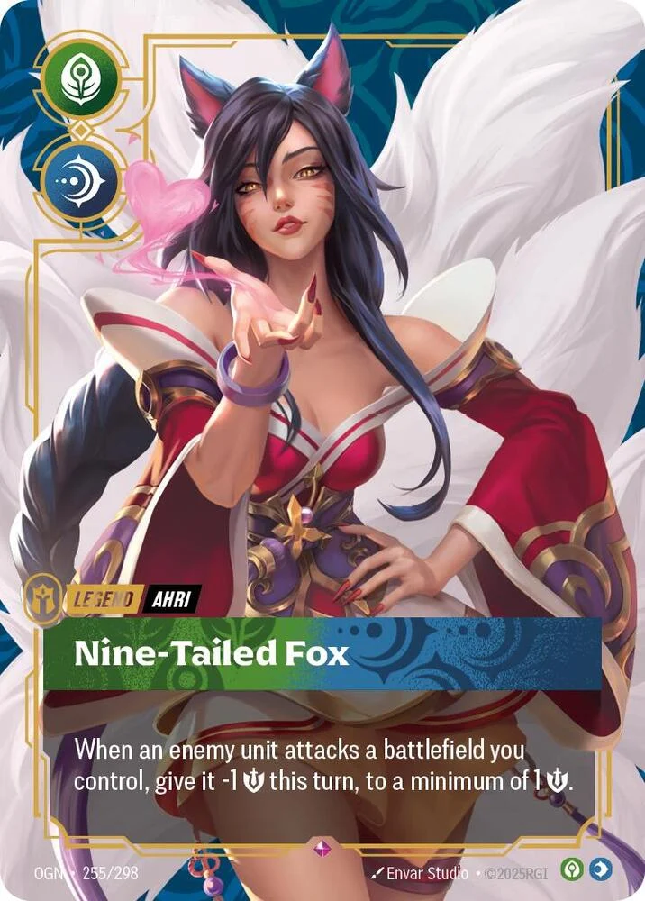 Carta de Ahri, Nine-Tailed Fox, Legend del set Origins de Riftbound